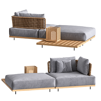 New Chinese-style Minotti double sofa 3d model