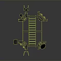 Multi Functional Fitness Training Equipment With Metal Frame And Green Illuminated Parts
