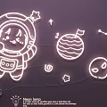 Cute Astronaut Themed Neon Light Combinations With Planet Stars And Music Notes