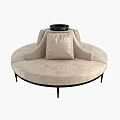 Retro sofa stool bench round 3d model