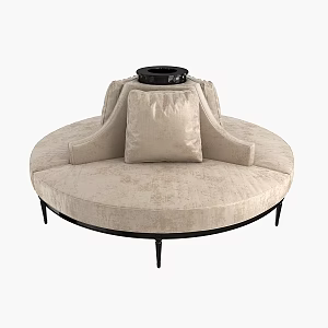 Retro sofa stool bench round 3d model