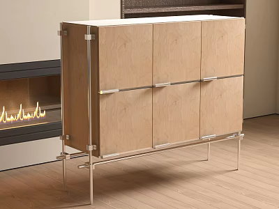Modern Wooden Storage Cabinet With Metal Legs And Contemporary Design 3d model