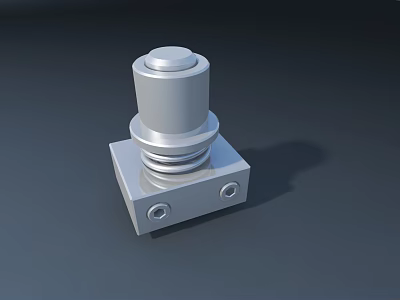 Stainless Steel Industrial Equipment Component With Square Base And Cylindrical Top Structure 3d model