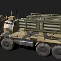 Military Weapon System Mounted On Camouflage Truck With Multiple Rocket Launchers