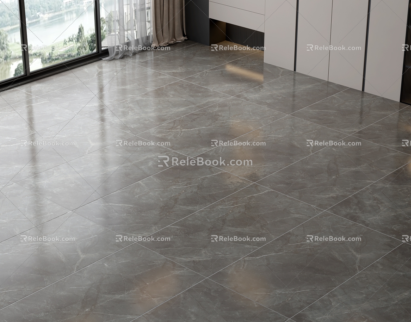 Light Luxury Floor Tile Bright Tile Grey Floor Tile Marble Floor Tile Warm Grey Floor Tile 3d model