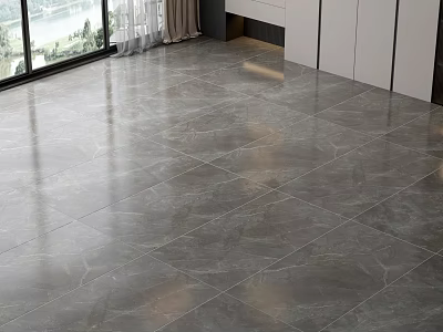 Modern Gray Marble Floor Tiles In Bright Interior With Natural Light 3d model