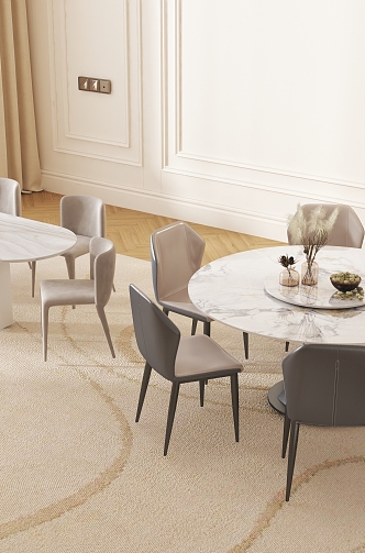 Cream Style Rock Board Island Table Integrated Small Apartment Household Dining Table Simple Household Dining Table and Chair Combination 3d model