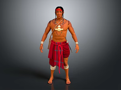 Modern Man Tribal Soldier Primitive Tribal Minority Tribal Character 3d model