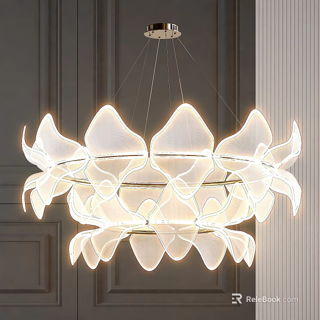 Modern Petal Shaped Layered Crystal Chandelier With Soft White Light For Interior 3d model 