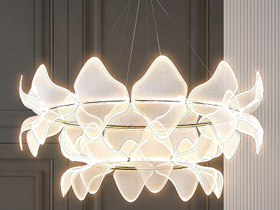 Modern Petal Shaped Layered Crystal Chandelier With Soft White Light For Interior 3d model