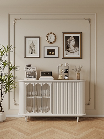 French Cream Sideboard 3d model