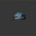 Stylish Blue Canvas Hat With Brown Brim And Leather Patch Detail