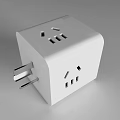 White Square Switch Panel With Single Button And Three Sockets Design
