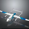 Modern Blue And White Aircraft With Streamlined Body Long Wings And Propellers
