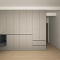 Modern Dark Gray Wardrobe Interior Design With Large Window And Wooden Floor