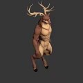 Game Movie Character Deer Human Hybrid With Muscular Build And Antlers On Green Background
