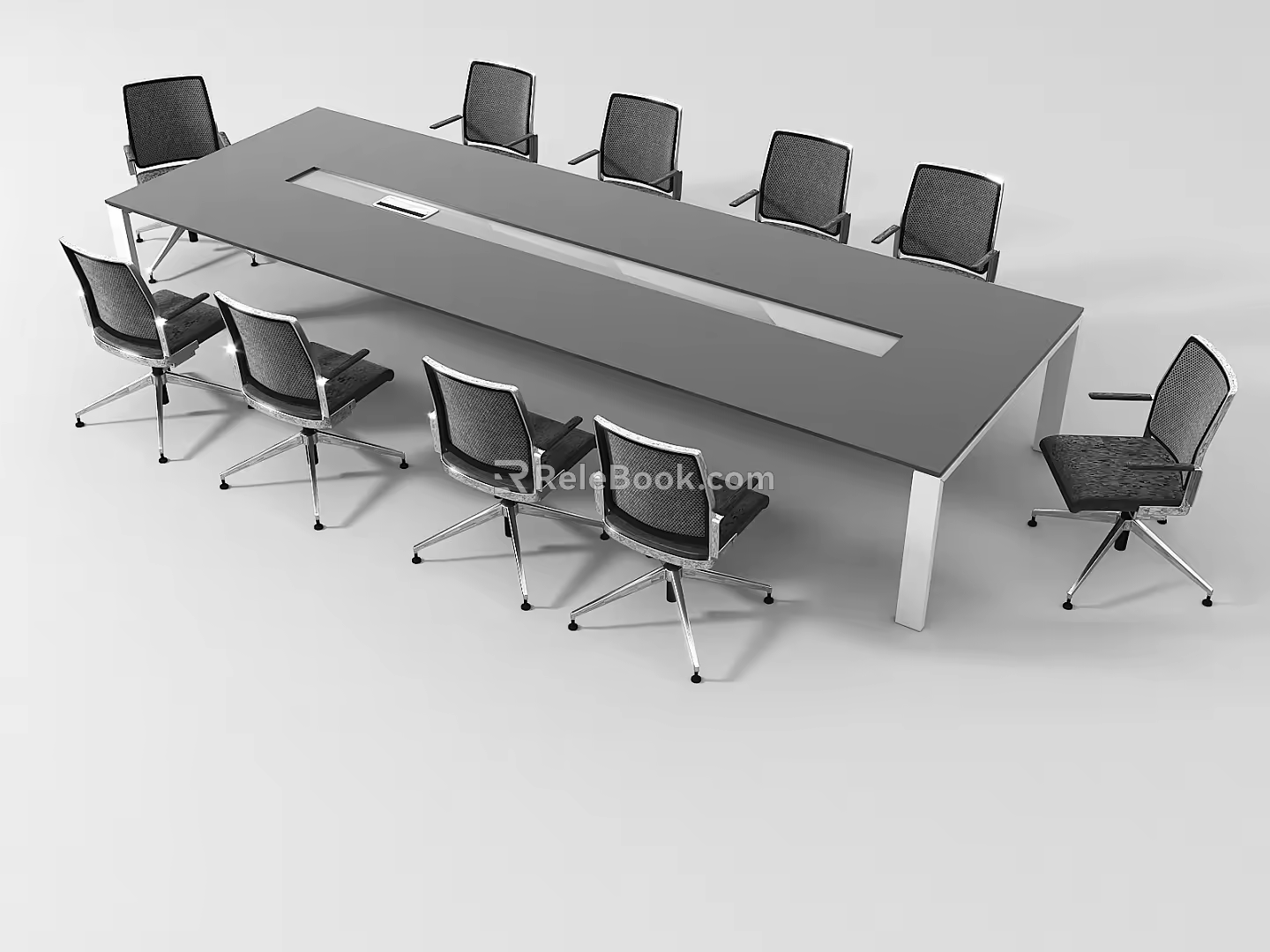 Modern Conference Table and Chair Conference Table and Chair Combination 3d model