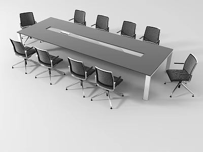 Modern Conference Table and Chair Conference Table and Chair Combination 3d model