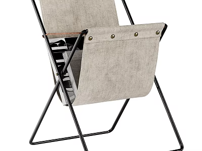 Minimalist Side Table With Black Metal Frame And Beige Fabric Surface For Living Room 3d model
