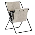 Minimalist Side Table With Black Metal Frame And Beige Fabric Surface For Living Room