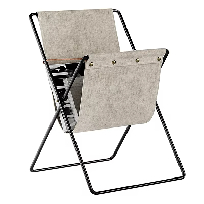Minimalist Side Table With Black Metal Frame And Beige Fabric Surface For Living Room 3d model