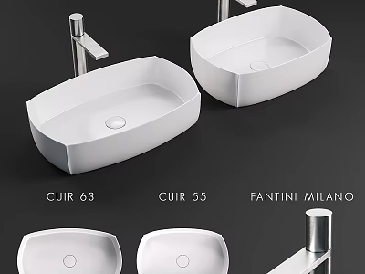 FANTINI MILANO CUIR 63 and CUIR 55 White Oval Shaped Modern Bathroom Sinks 3d model