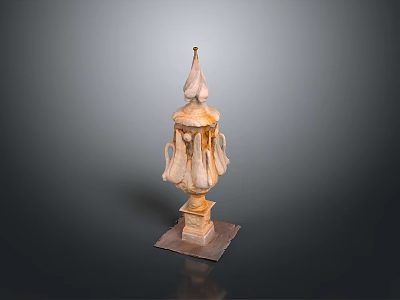 Classical Style Decorative Stone Furniture With Carved Details And Pointed Top Square Base 3d model
