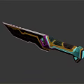 Futuristic Modern Weapon Featuring Colorful Grip Blue Purple Yellow Geometric Design