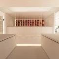 Modern Beauty Hair Salon with Green Walls Red Decorations Gold Lettering White Reception and Sculpture