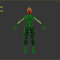 3D Game Character Model With Pink Hair Dark Blue Top And Black Pants