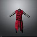Red Traditional Chinese Vest Outfit With White Long Sleeve Inner And Black Frog Buttons