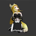 Anime Game And Movie Character With Cat Ears Blonde Hair Black Dress Yellow Tail