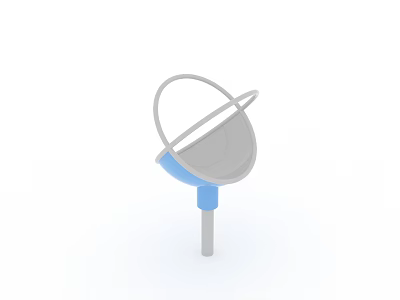 Outdoor Playground Equipment Featuring Gray Circular Design Top Ring And Blue Support Base 3d model