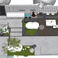 Modern Courtyard Garden Design With Outdoor Seating Lush Greenery And Paved Patio