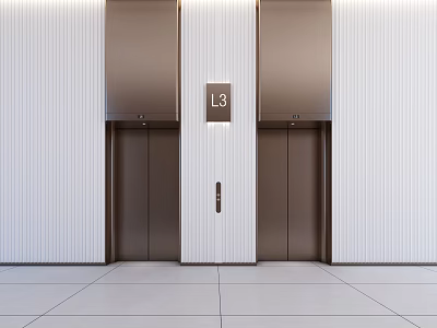 Modern Elevator Lobby With Two Elevators And L3 Sign 3d model