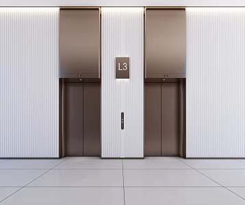 Style Elevator Aisle Corridor Public Area Features Office Building Elevator 3d model