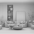 Modern sofa coffee table combination 3d model
