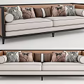 New Chinese Double Sofa Three-Seat Sofa 3d model