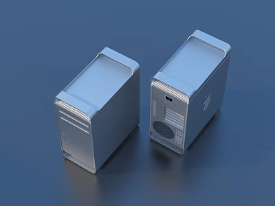 Two Silver Metallic Desktop Computer Cases With Sleek Design And Ventilation 3d model
