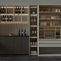 Contemporary Wine Cabinet Design With Glass Shelves LED Lighting And Wine Bottles