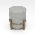 Modern Gray Padded Sofa Stool Featuring Wooden Legs And Minimalist Design
