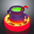 Decorative Purple Cauldron With Green Liquid Red Ladle And Glowing Brick Base