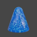 Blue Cone Shaped Object With Water Ripple Texture Against Gray Background