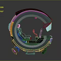 Futuristic Cosmic Spacecraft Cockpit With Circular Structure Red Seat Control Panel And Lighting