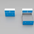 Single Bed With Blue And White Storage Cabinets For Functional Small Bedroom 3d model