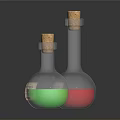 Decorative Glass Potion Bottles With Cork Stoppers Pink And Green Liquids