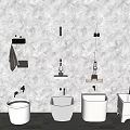Modern Bathroom Accessories Including Towel Rack Mop Holder Toilet Brush Holder And White Storage Solutions