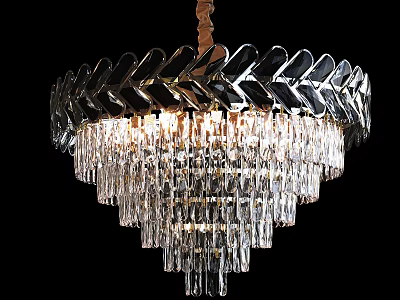 Elegant Crystal Chandelier with Multi Layer Hanging Crystal Prisms and Warm Bright Illumination 3d model