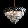 Elegant Crystal Chandelier with Multi Layer Hanging Crystal Prisms and Warm Bright Illumination