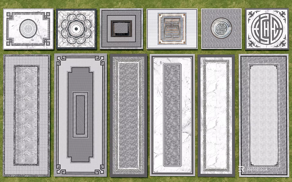 Stone Wood Decorative Panels With Various Patterns And Different Shapes For Decoration 3d model 